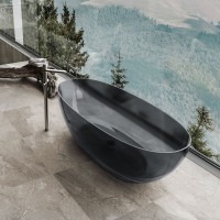Акриловая ванна Vincea VBT-6T01B 170x75 см, отдельностоящая, черная, овальная, с донным клапаном