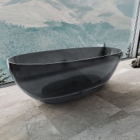 Акриловая ванна Vincea VBT-6T01B 170x75 см, отдельностоящая, черная, овальная, с донным клапаном