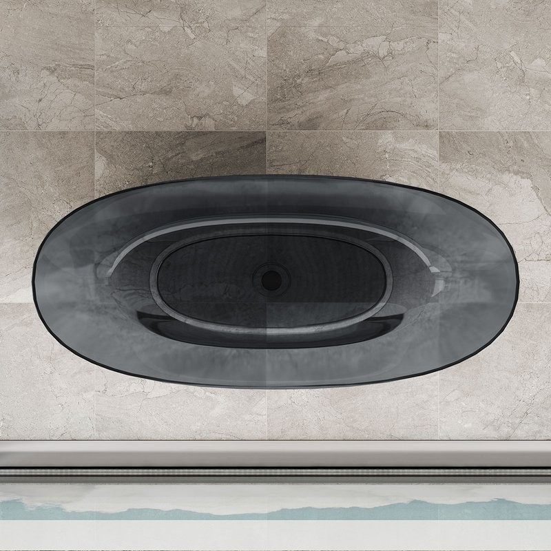 Акриловая ванна Vincea VBT-6T01B 170x75 см, отдельностоящая, черная, овальная, с донным клапаном