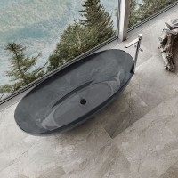 Акриловая ванна Vincea VBT-6T01B 170x75 см, отдельностоящая, черная, овальная, с донным клапаном