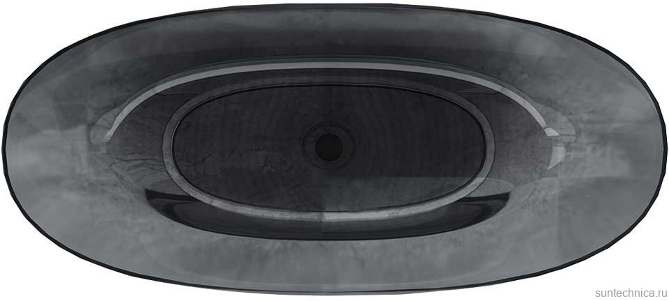 Акриловая ванна Vincea VBT-6T01B 170x75 см, отдельностоящая, черная, овальная, с донным клапаном
