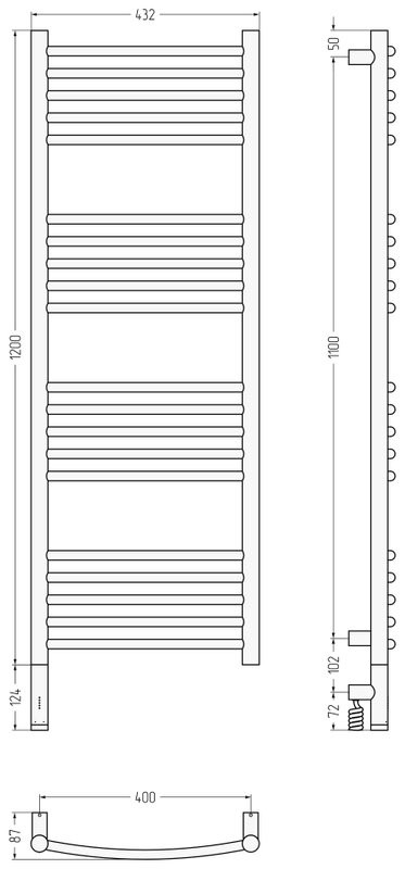 Полотенцесушитель электрический Сунержа Богема 3.1 31-6002-1240 130x45 см, подключение слева, матовый черный, лесенка