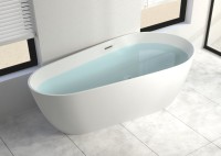 Акриловая ванна Ceruttispa Mimi 170x80 см, отдельностоящая, белая, овальная, с каркасом, со сливом-переливом