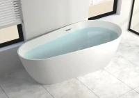 Акриловая ванна Ceruttispa Mimi 170x80 см, отдельностоящая, белая, овальная, с каркасом, со сливом-переливом
