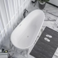 Акриловая ванна Ceruttispa Mimi 170x80 см, отдельностоящая, белая, овальная, с каркасом, со сливом-переливом