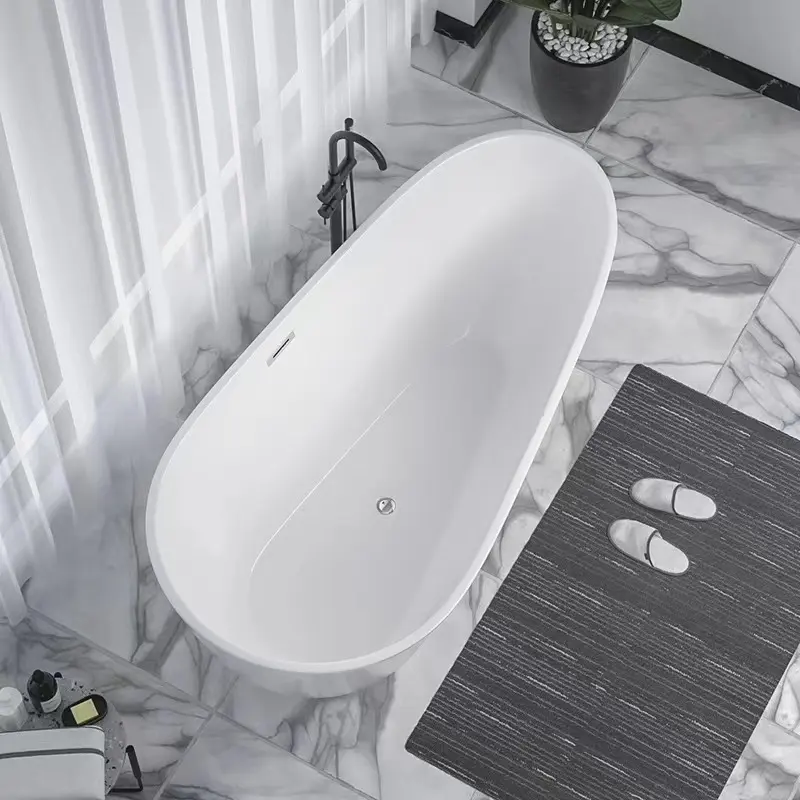 Акриловая ванна Ceruttispa Mimi 170x80 см, отдельностоящая, белая, овальная, с каркасом, со сливом-переливом