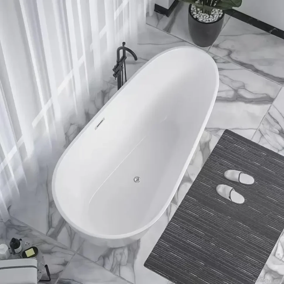 Акриловая ванна Ceruttispa Mimi 170x80 см, отдельностоящая, белая, овальная, с каркасом, со сливом-переливом