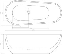 Акриловая ванна Ceruttispa Mimi 170x80 см, отдельностоящая, белая, овальная, с каркасом, со сливом-переливом