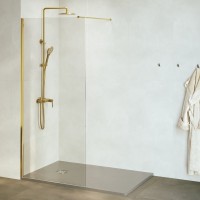 Душевая перегородка RGW Walk In WA-010G 140x195 см, профиль матовое золото, стекло прозрачное
