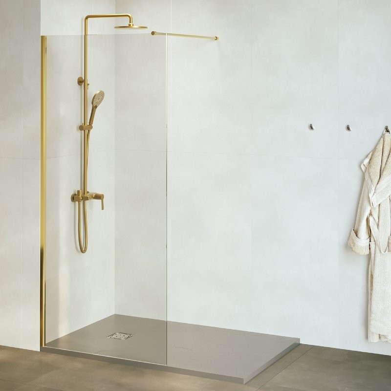 Душевая перегородка RGW Walk In WA-010G 140x195 см, профиль матовое золото, стекло прозрачное