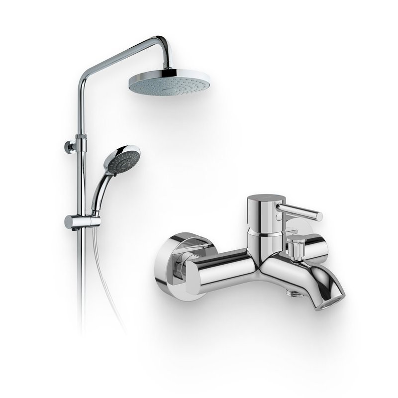 Душевой комплект Смеситель VitrA Minimax S A41994EXP + Стойка System Rain A45597EXP
