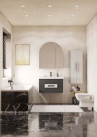 Шкаф-пенал для ванной AQUATON Ар-Деко 40 2 дверцы, серый кобальт