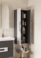 Шкаф-пенал для ванной AQUATON Ар-Деко 40 2 дверцы, серый кобальт