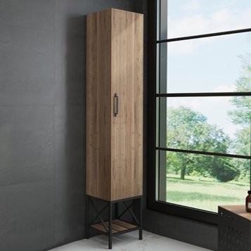 Шкаф пенал для ванной Comforty Бредфорд 40 дуб темный