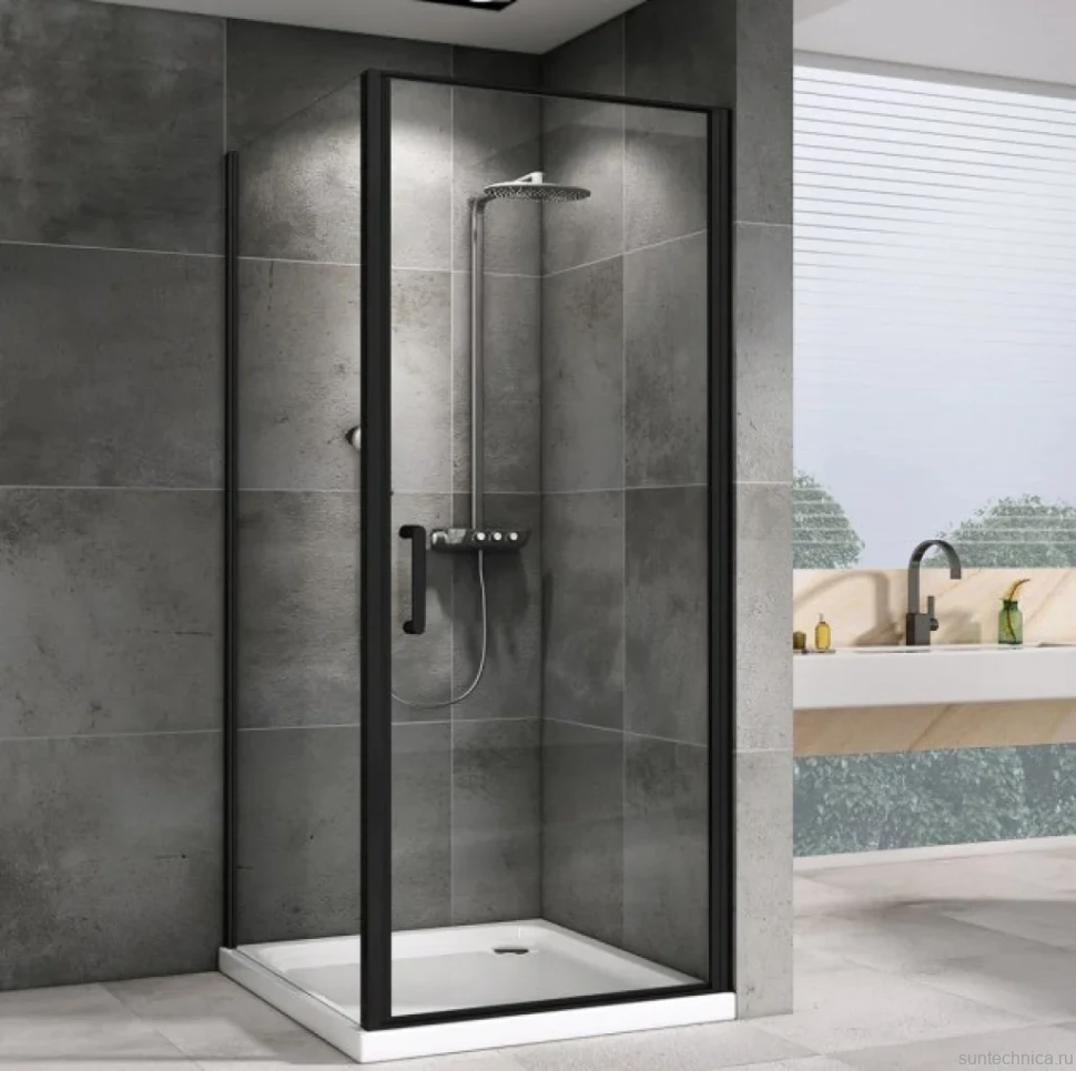 Душевой уголок Abber Sonnenstrand AG04100B-S100B 100x100, профиль черный, стекло прозрачное