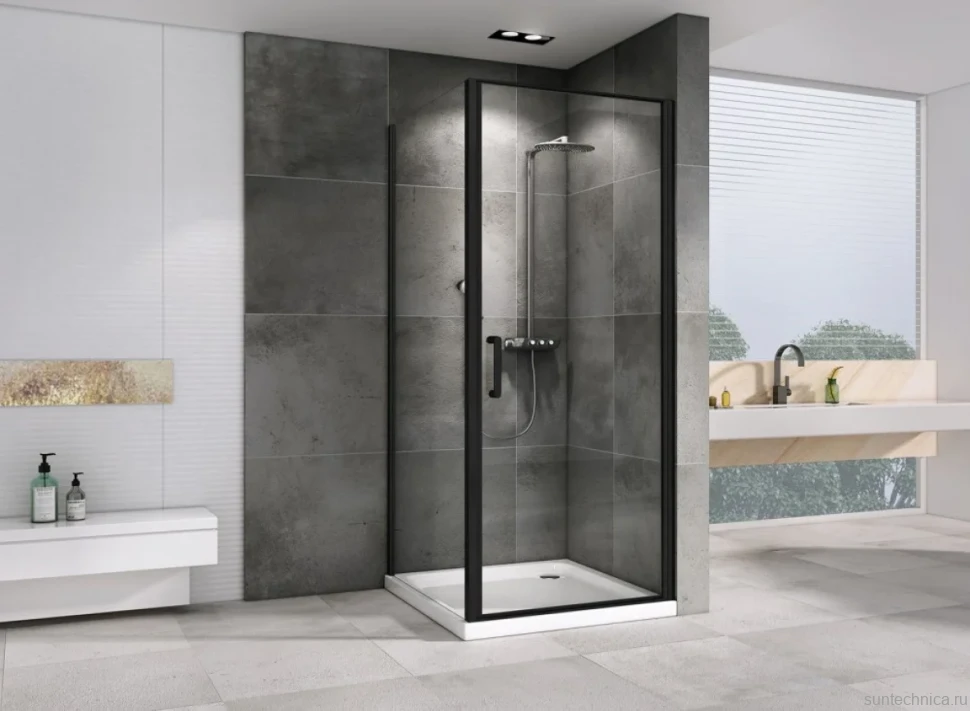 Душевой уголок Abber Sonnenstrand AG04100B-S100B 100x100, профиль черный, стекло прозрачное