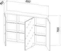 Зеркало-шкаф Бриклаер Фостер 80 дуб золотой, с подсветкой