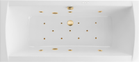 Акриловая ванна Excellent Aquaria Lux Slim Relax 180x80 см, встраиваемая, с гидромассажем, белая, с каркасом, со сливом-переливом, фурнитура золото