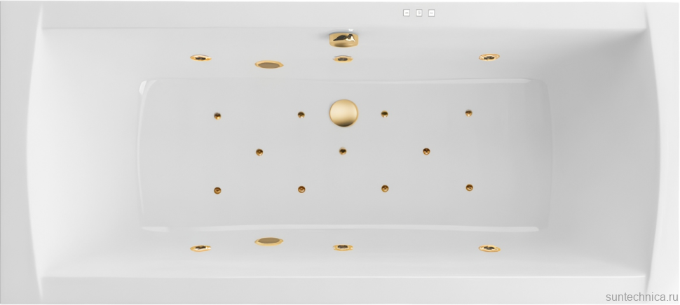 Акриловая ванна Excellent Aquaria Lux Slim Relax 180x80 см, встраиваемая, с гидромассажем, белая, с каркасом, со сливом-переливом, фурнитура золото