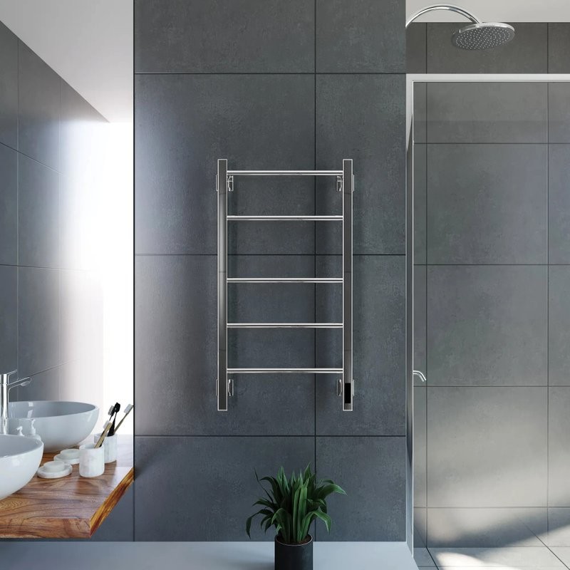 Полотенцесушитель электрический Grota Costa 430х800 NP EL 80x45 см, подключение справа, слева, скрытое подключение справа, глянцевый хром, лесенка