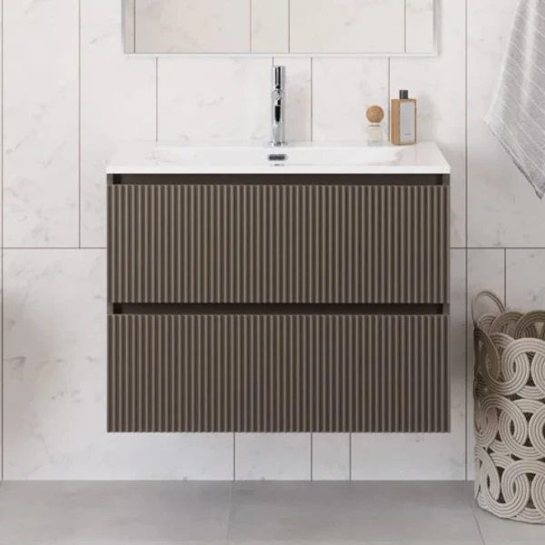 Тумба с раковиной BelBagno Uno 90 подвесная, 2 ящика, матовая бежевая
