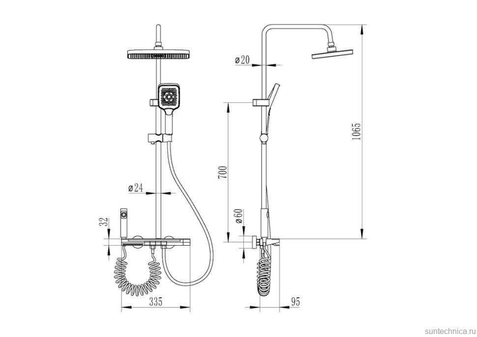 Душевая стойка Ceruttispa 11413 графит