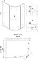 Душевой уголок Niagara Nova 682108111BLACK 120x80, асимметричный, черный