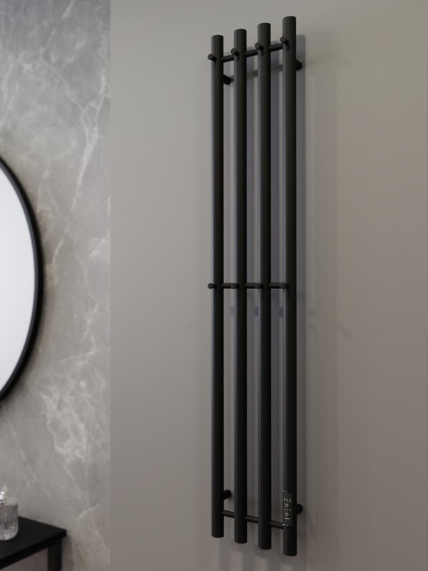 Полотенцесушитель электрический Altasan Проксима СП21120Ч 120x20 см, подключение справа, скрытое подключение справа, матовый черный, I-образный, из стали