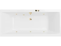Акриловая ванна Excellent Pryzmat Soft 160x75 см, встраиваемая, с гидромассажем, белая, с каркасом, со сливом-переливом, фурнитура золото