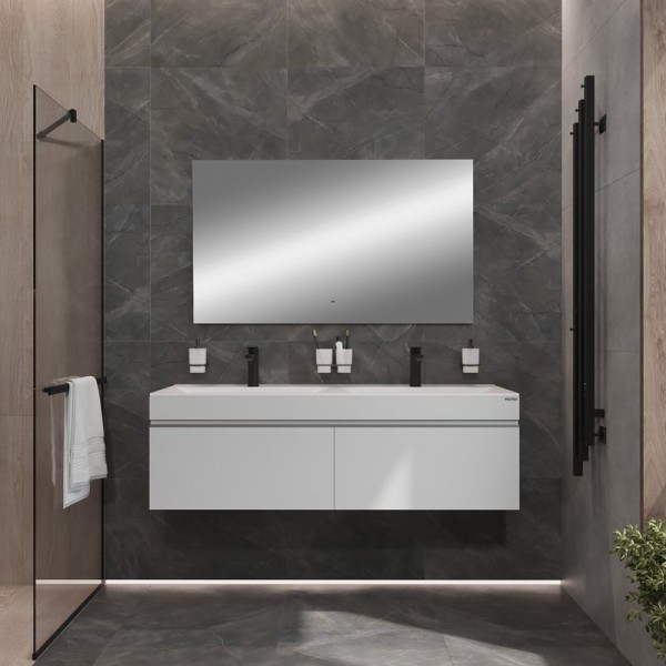 Мебель для ванной комнаты Velvex Pulsus 140 подвесная, белая, зеркало DIWO Элиста