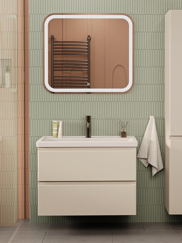 Мебель для ванной комнаты SanStar Riana 80 подвесная, cappuccino, раковина Фостер 80