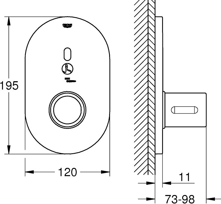 Термостатический смеситель встраиваемый Grohe Eurosmart Cosmopolitan E Special 36456000 для душа, хром