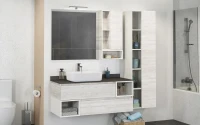 Шкаф пенал для ванной Comforty Прага 45 дуб белый Шкаф пенал для ванной Comforty Прага 45 дуб белый