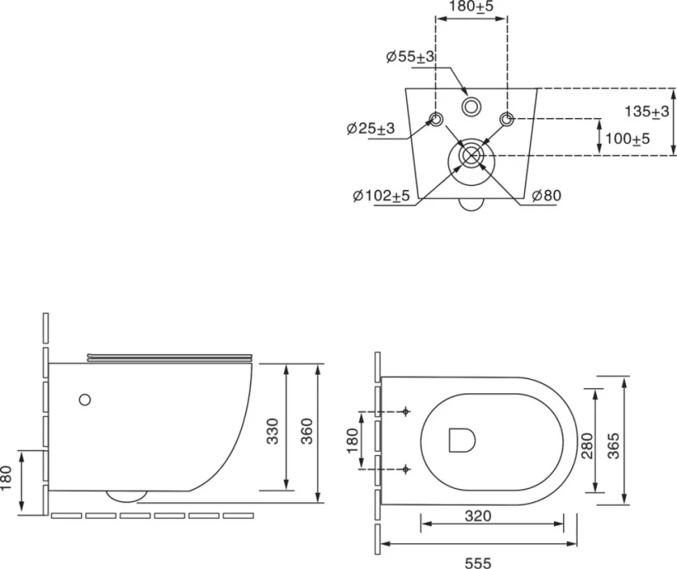 Унитаз подвесной SantiLine SL-5002T-SM/BD со смесителем и биде, белый