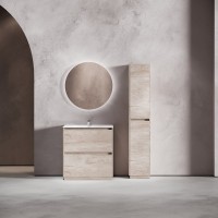 Тумба с раковиной Sancos Libra Floor 80 дуб галифакс натуральный, белая раковина CN7005