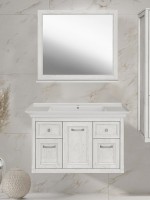 Мебель для ванной комнаты ASB-Woodline Толедо 105 белая, патина серебро