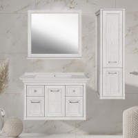 Мебель для ванной комнаты ASB-Woodline Толедо 105 белая, патина серебро