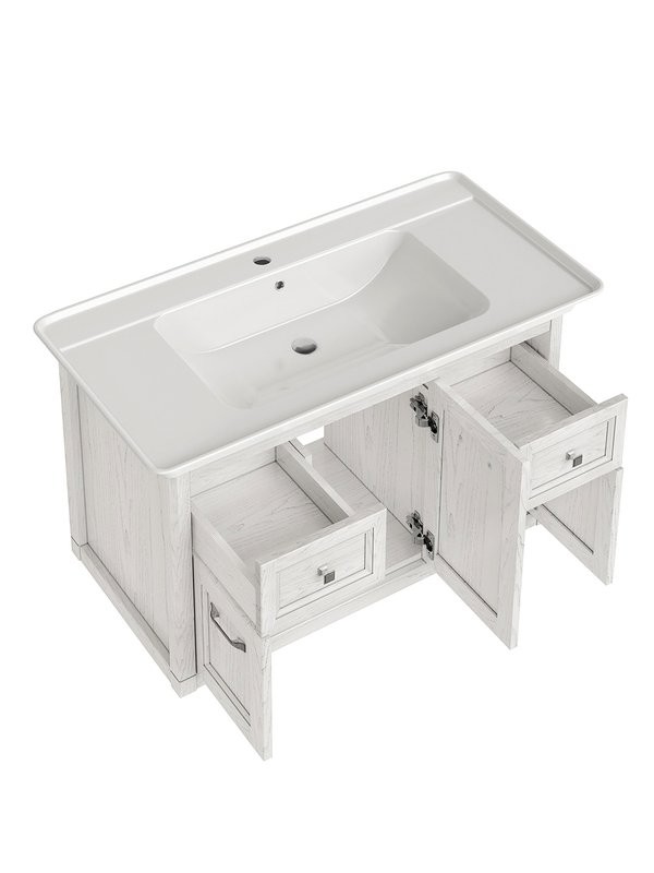 Мебель для ванной комнаты ASB-Woodline Толедо 105 белая, патина серебро