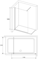 Душевая перегородка RGW Walk In WA-010-B 110x200, стекло прозрачное
