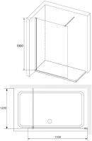 Душевая перегородка RGW Walk In WA-010-B 110x200, стекло прозрачное