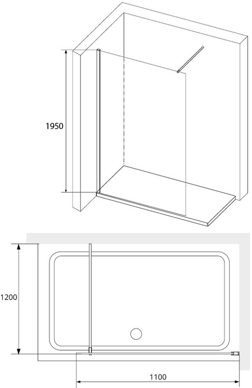 Душевая перегородка RGW Walk In WA-010-B 110x200, стекло прозрачное
