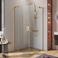 Душевой уголок Cezares Slider AH 2 80/90-100/110 C BORO профиль брашированное золото, стекло прозрачное
