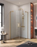 Душевой уголок Cezares Slider AH 2 80/90-100/110 C BORO профиль брашированное золото, стекло прозрачное