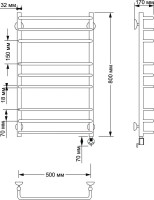 Полотенцесушитель электрический Secado Мерида 3 85x55 см, подключение справа, бронза, лесенка, латунь