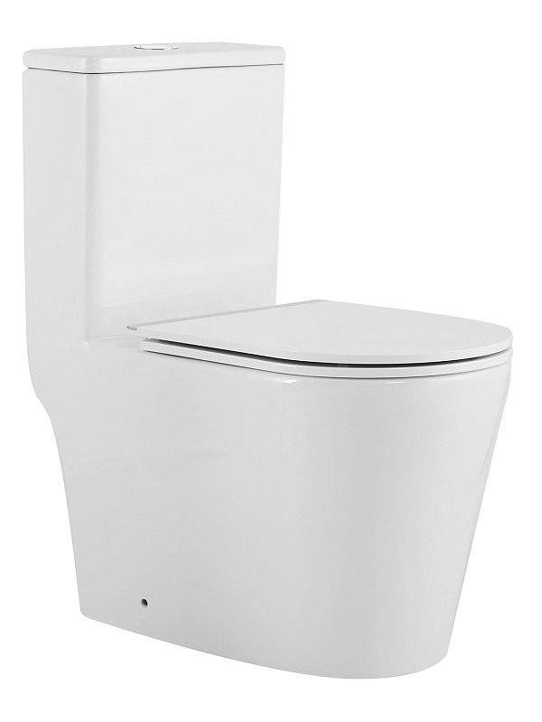 Унитаз-моноблок напольный AZARIO Nimbus AZ-6080-AP безободковый, с микролифтом, глянцевый белый