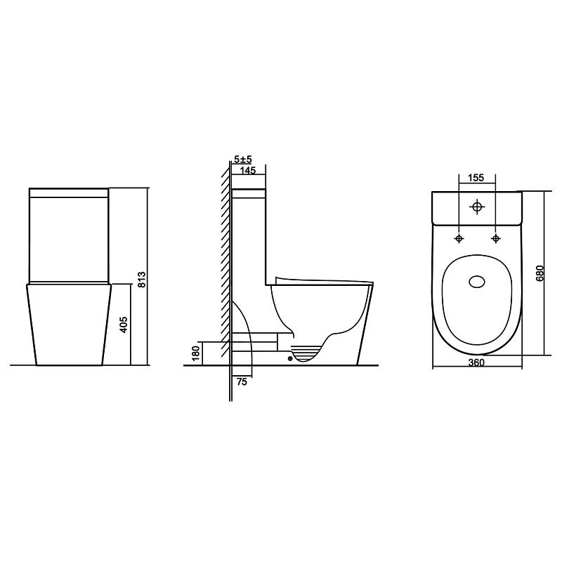 Унитаз-моноблок напольный AZARIO Nimbus AZ-6080-AP безободковый, с микролифтом, глянцевый белый