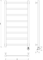 Полотенцесушитель электрический Secado Корсико 4603777441975 105x55 см, подключение справа, матовый черный, лесенка