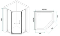 Душевой уголок RGW Hotel HO-081 90x90x195 см, профиль черный, стекло прозрачное