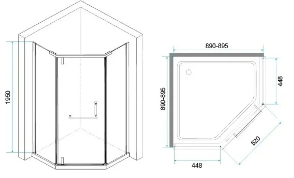 Душевой уголок RGW Hotel HO-081 90x90x195 см, профиль черный, стекло прозрачное