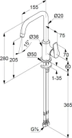 Смеситель для раковины Kludi Pure&Solid 340240575 Смеситель для раковины Kludi Pure&Solid 340240575